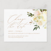 日付スクリプト水色フローラエレガントの変更 ポストカード (正面)