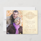日付スクロールエレガントヴィンテージ結婚式の写真を保存 マグネット招待状 (正面)