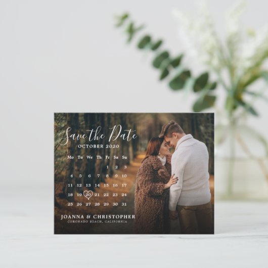 日付スタイリッシュはがきを手書きで保存 案内ポストカード (スタンド正面)