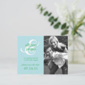 日付スタイリッシュポストカードのアンパサンド保存（青） 案内ポストカード (スタンド正面)