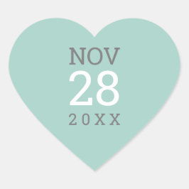 日付スタックシンプル型パステルモダングレーミント ハートシール