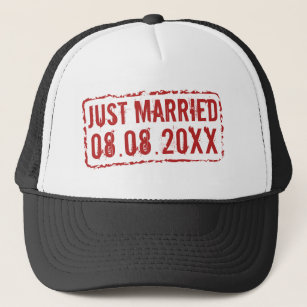 日付スタンプを付け結婚たJust Maried Trucker hat キャップ