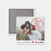 日付スタンプモダンの写真を保存カスタムする マグネット (正面/裏面)