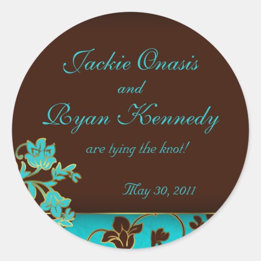 日付ステッカー金ゴールドエレガントフローラBBの保存 ラウンドシール (正面)