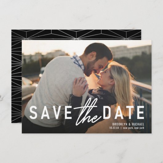 日付ステートメントはっきりしたの発結婚表の保存 招待状 (正面/裏面)