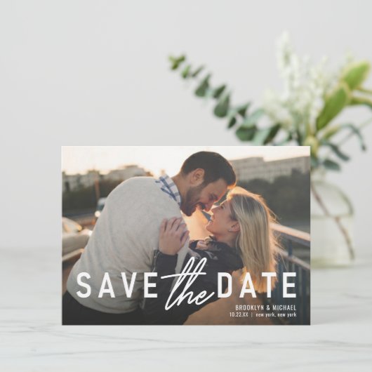 日付ステートメントはっきりしたの発結婚表の保存 招待状 (スタンド正面)