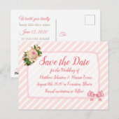 日付ストライプののパーソナライズされたポストカードの保存 ポストカード (正面/裏面)