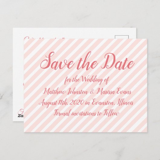 日付ストライプののパーソナライズされたポストカードの保存 ポストカード (正面/裏面)