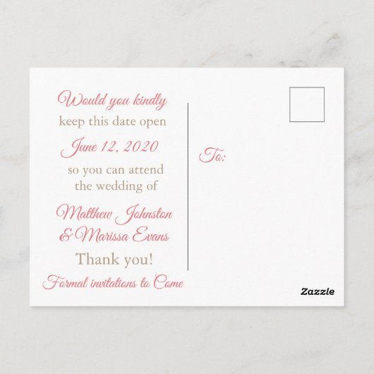 日付ストライプののパーソナライズされたポストカードの保存 ポストカード (裏面)