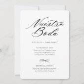 日付スペインのカードを黒エレガントと白で保存 セーブザデート (正面)