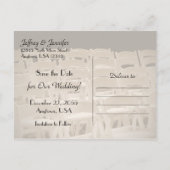 日付セピアのチェア結婚を保存 案内ポストカード (裏面)