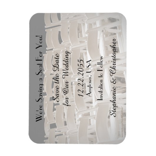 日付セピアのチェア結婚マグネットを保存 マグネット (縦)