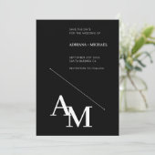 日付タイポグラフィの白はっきりしたを黒に保存 招待状 (スタンド正面)