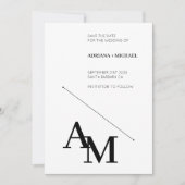 日付タイポグラフィの黒はっきりしたを白に保存 招待状 (正面)