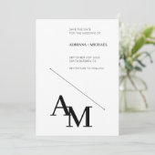 日付タイポグラフィの黒はっきりしたを白に保存 招待状 (スタンド正面)