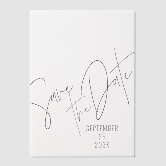 日付タイポグラフィオーバーレイのモダン保存 ベラム紙招待状 (正面)