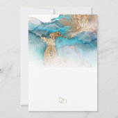 日付ターコイズと金ゴールドインク大理石を保存 招待状 (裏面)