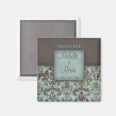 日付ダマスク磁石を保存 マグネット (正面/裏面)