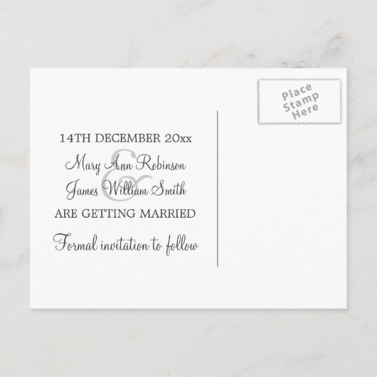 日付チェーエレガントンの黒きらめくを保存 案内ポストカード (裏面)