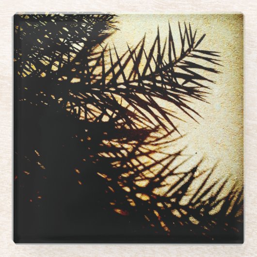 日付ツリーの影 ガラスコースター (正面)