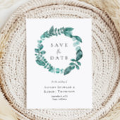 日付ティール（緑がかった色）の緑の水の色を保結婚存 招待状