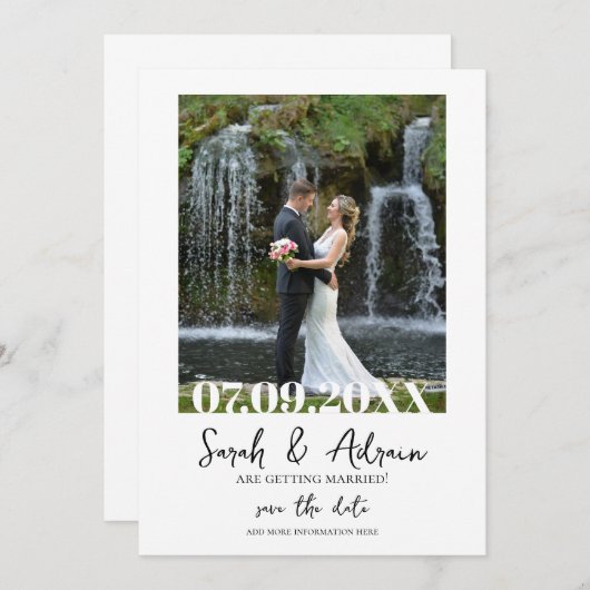 日付テンプレートを写真と共に保存 招待状 (正面/裏面)