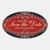 日付デジタルレースのオーバル結婚ステッカーを保存 楕円形シール (正面)