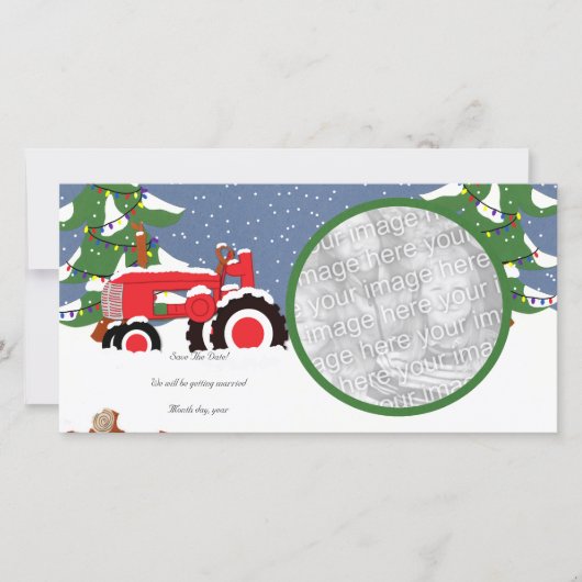 日付トラクターのフォトカードの保存 セーブザデート (正面)