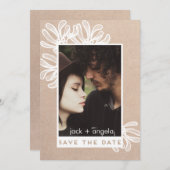 日付トレンディーとフォトクラフモダントカードの保存 セーブザデート (正面/裏面)