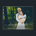 日付トレンディーの写真の変更 ポストカード<br><div class="desc">トレンディーモダンスクリプト日付の延結婚期カップル写真はがきの変更</div>