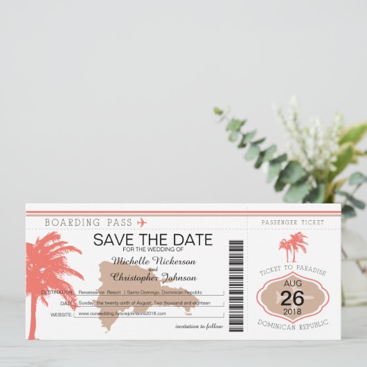 日付ドミニカ共和国の搭乗券を保存 セーブザデート (スタンド正面)