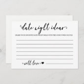  日付ナイトアイディアカードブライダルシャワーゲーム 招待状 (正面/裏面)