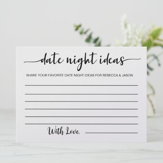 日付ナイトアイディアカードブライダルシャワーゲーム 招待状 (スタンド正面)