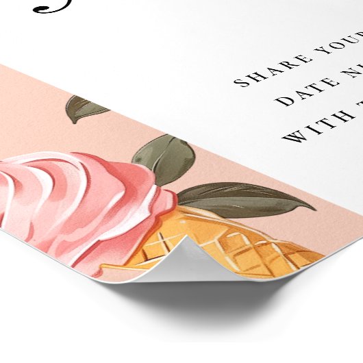 日付ナイトアイディアスクープブライダルシャワー標識 ポスター (角)