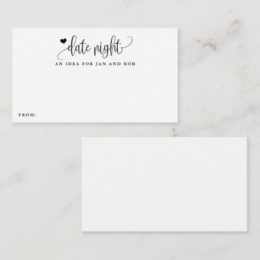 日付ナイトアイディアハートミニマリスト書道カード エンクロージャーカード (正面/裏面)