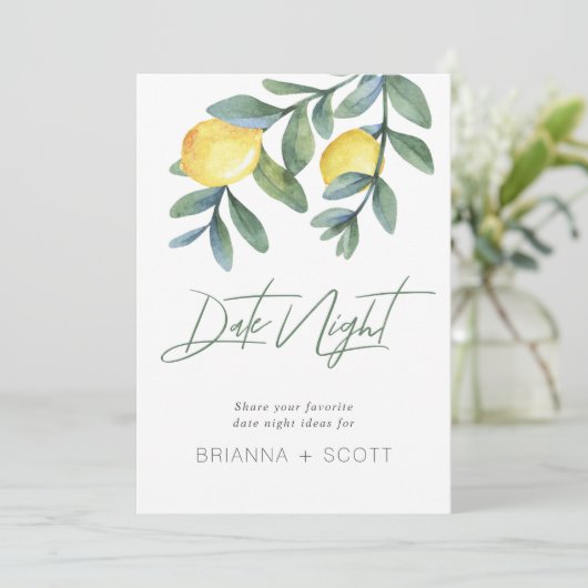 日付ナイトアイディアレモンブライダルシャワーゲームサイン (スタンド正面)