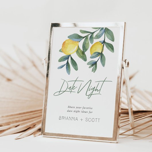 日付ナイトアイディアレモンブライダルシャワーゲームサイン
