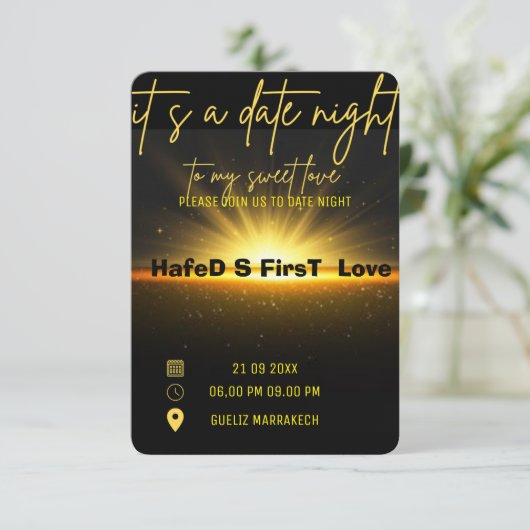 日付ナイト招待状ディナー招待状、日付ディナーTe セーブザデート (スタンド正面)