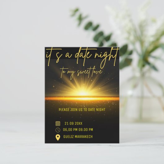 日付ナイト招待状ディナー招待状、日付ディナーTe 招待状 (スタンド正面)