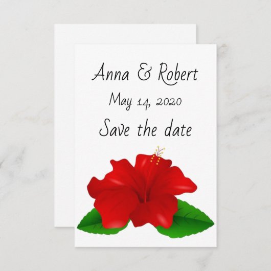 日付ハイビスカスカードの保存 セーブザデート (正面/裏面)