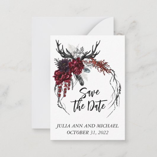 日付ハロウィーン秋の結婚式フローラの保存 ノートカード (正面)