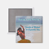 日付ハワイアンの結婚保存 マグネット (正面/裏面)