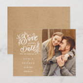 日付ハンドスクリプトのフォトクラフトを保存素朴する 案内ポストカード (正面/裏面)