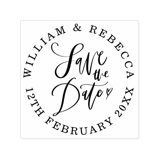 日付ハンドスクリプトハート循環の保存 セルフインキングスタンプ (デザイン)