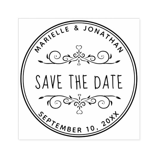 日付ハートの保存差出人住所 ラバースタンプ (インプリント)