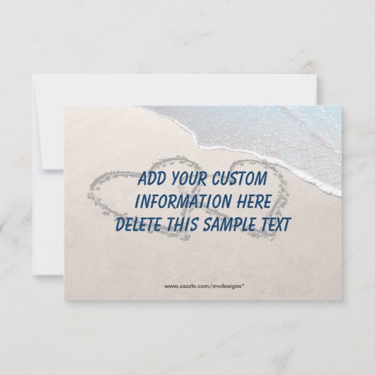 日付ハートを砂結婚式招待状に保存 セーブザデート (裏面)