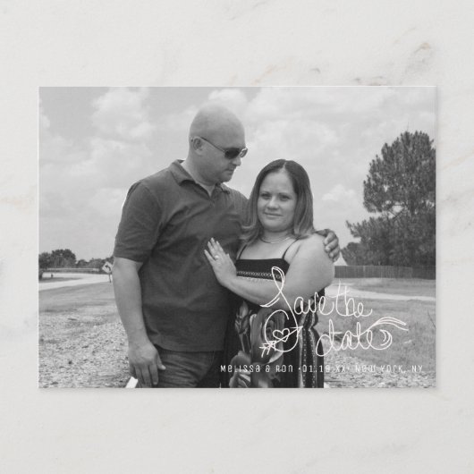 日付ハート矢印スクリプトハンドレタリング発注の保存 ポストカード (正面)