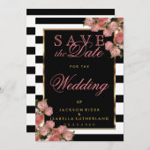 日付バラ金ゴールドを白黒で保存 セーブザデート (正面/裏面)