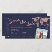 日付バラ金ゴールドワールドマップボーディングパスの保存 (正面/裏面)