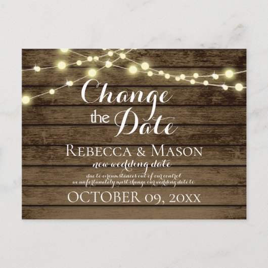 日付バーンウッ素朴ドとライトの変更 ポストカード (正面)